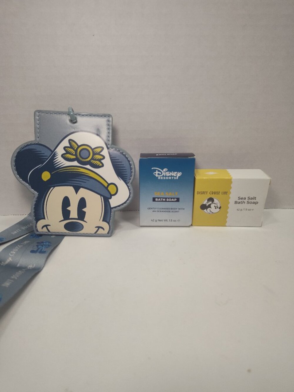 Disney Cruise Line Castaway Club Mickey ID Holder Lanyard & Sea Salt Gift Soaps